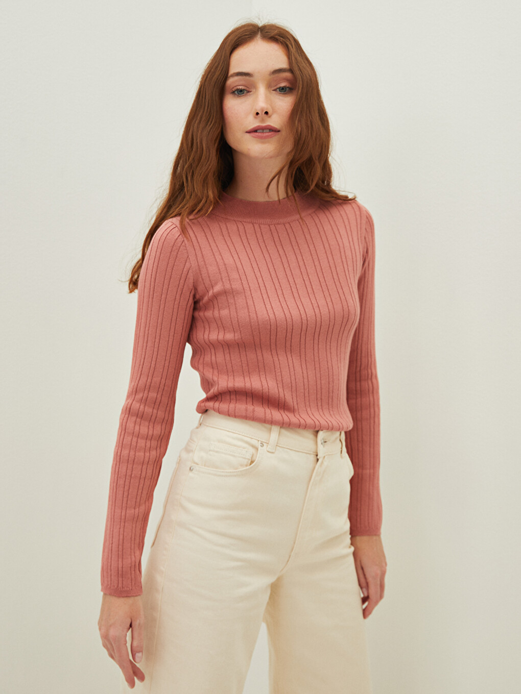 Half Turtleneck Striped Long Sleeve Women's Knitwear Sweater-1