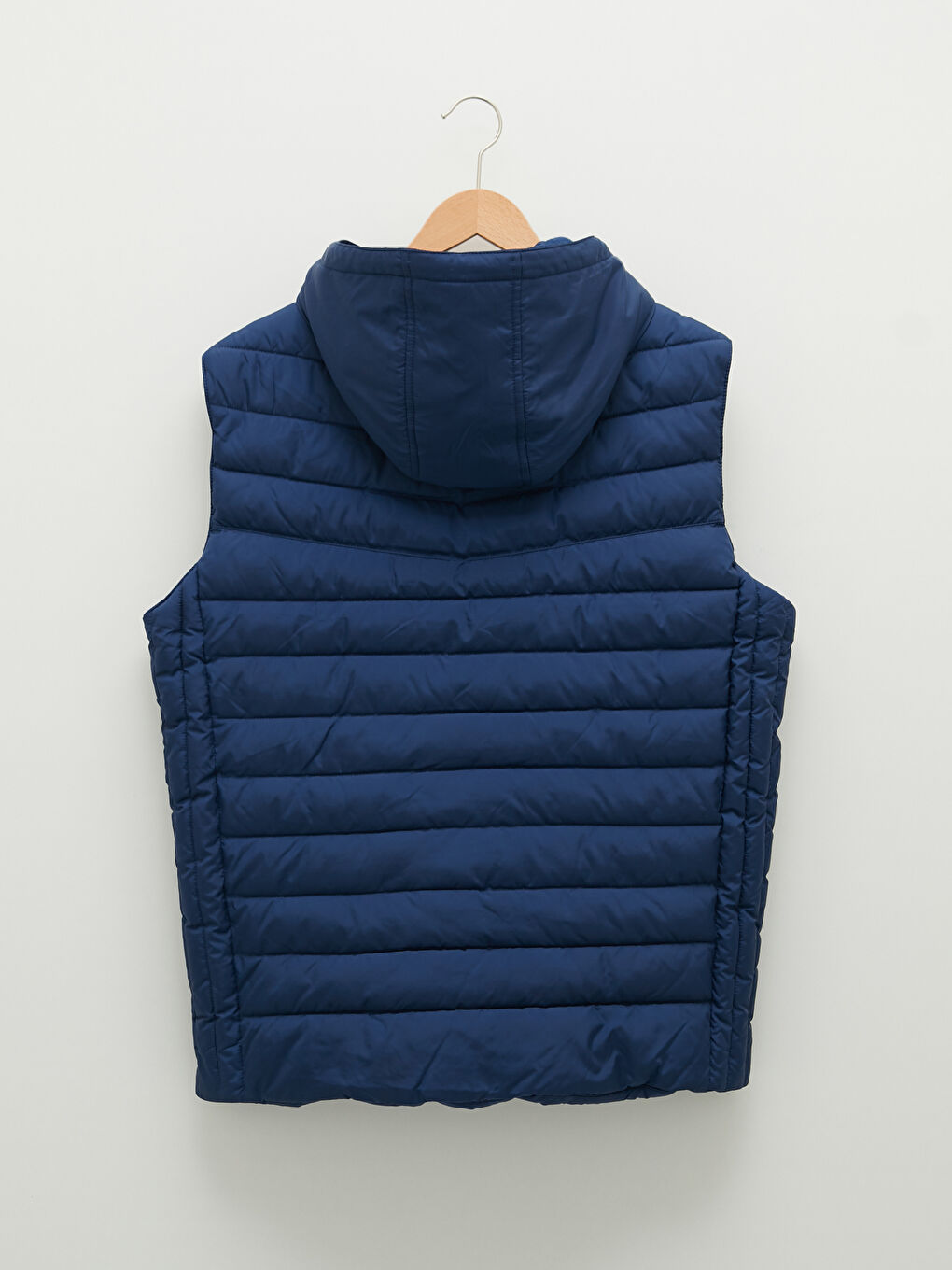 Lacivert Bol Kalıp Kapüşonlu Erkek Yelek-6