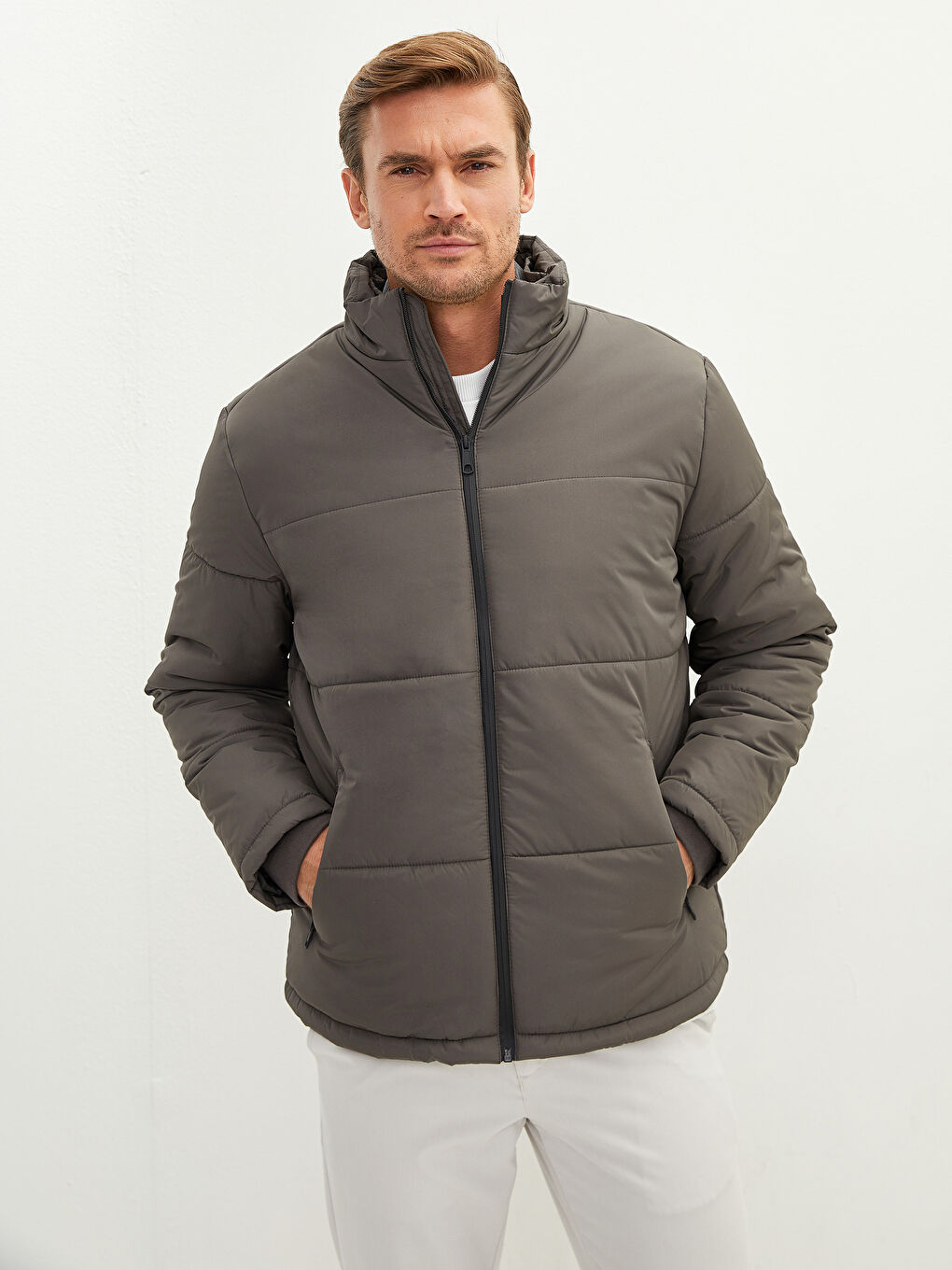 Standard Fit Funnel Neck Men's Coat-1