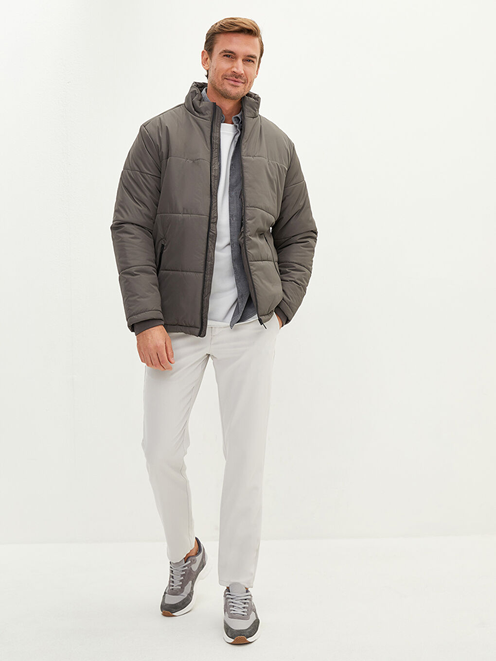 Standard Fit Funnel Neck Men's Coat-3