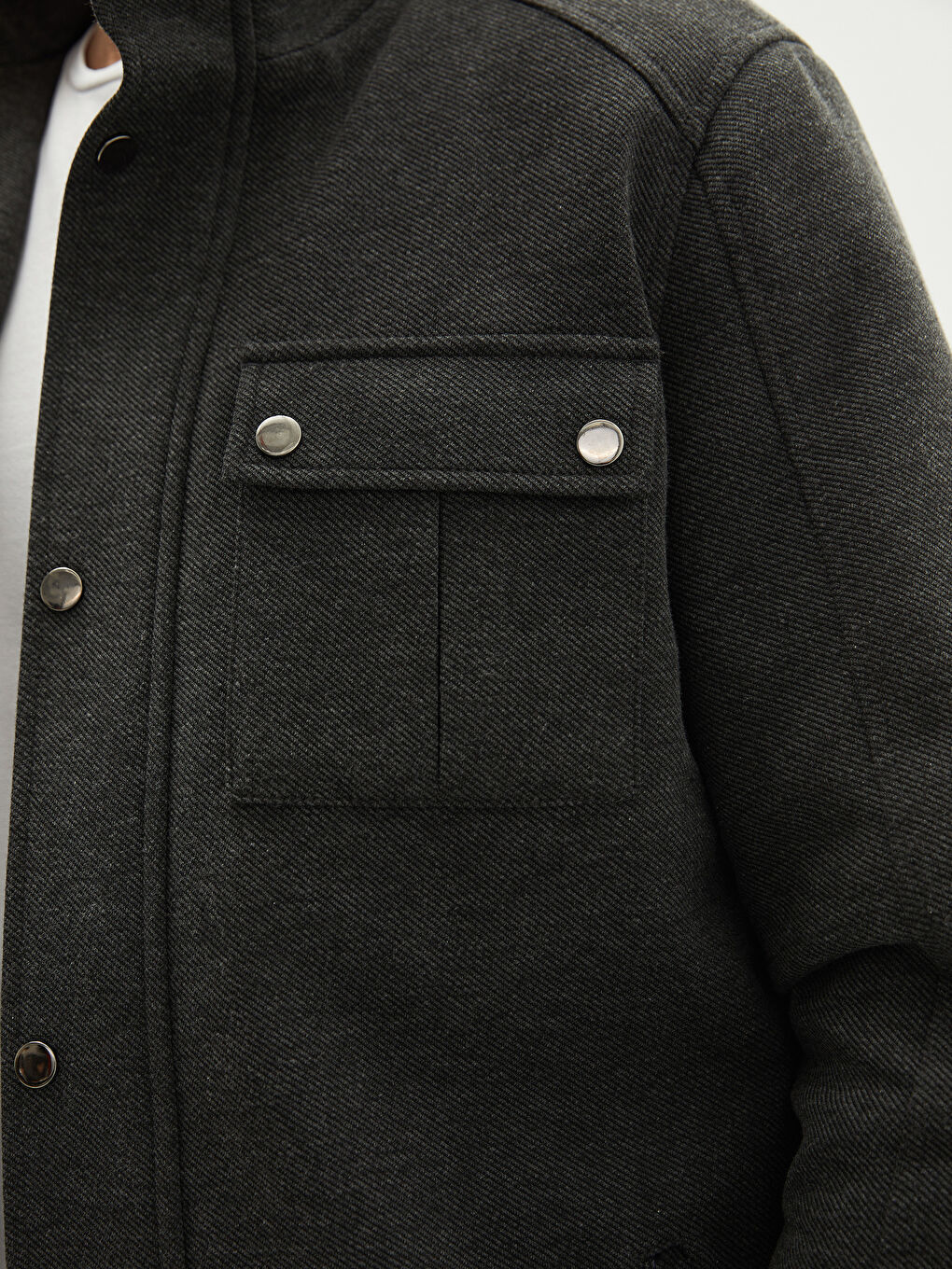 Gri Standart Kalıp Dik Yaka Erkek Mont-3