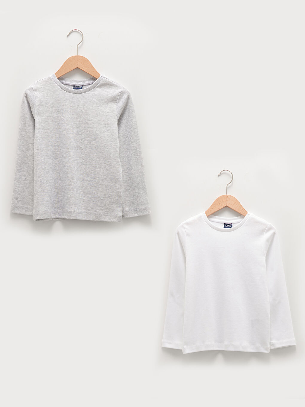 Gri Bisiklet Yaka Uzun Kollu Erkek Çocuk Atlet 2'li