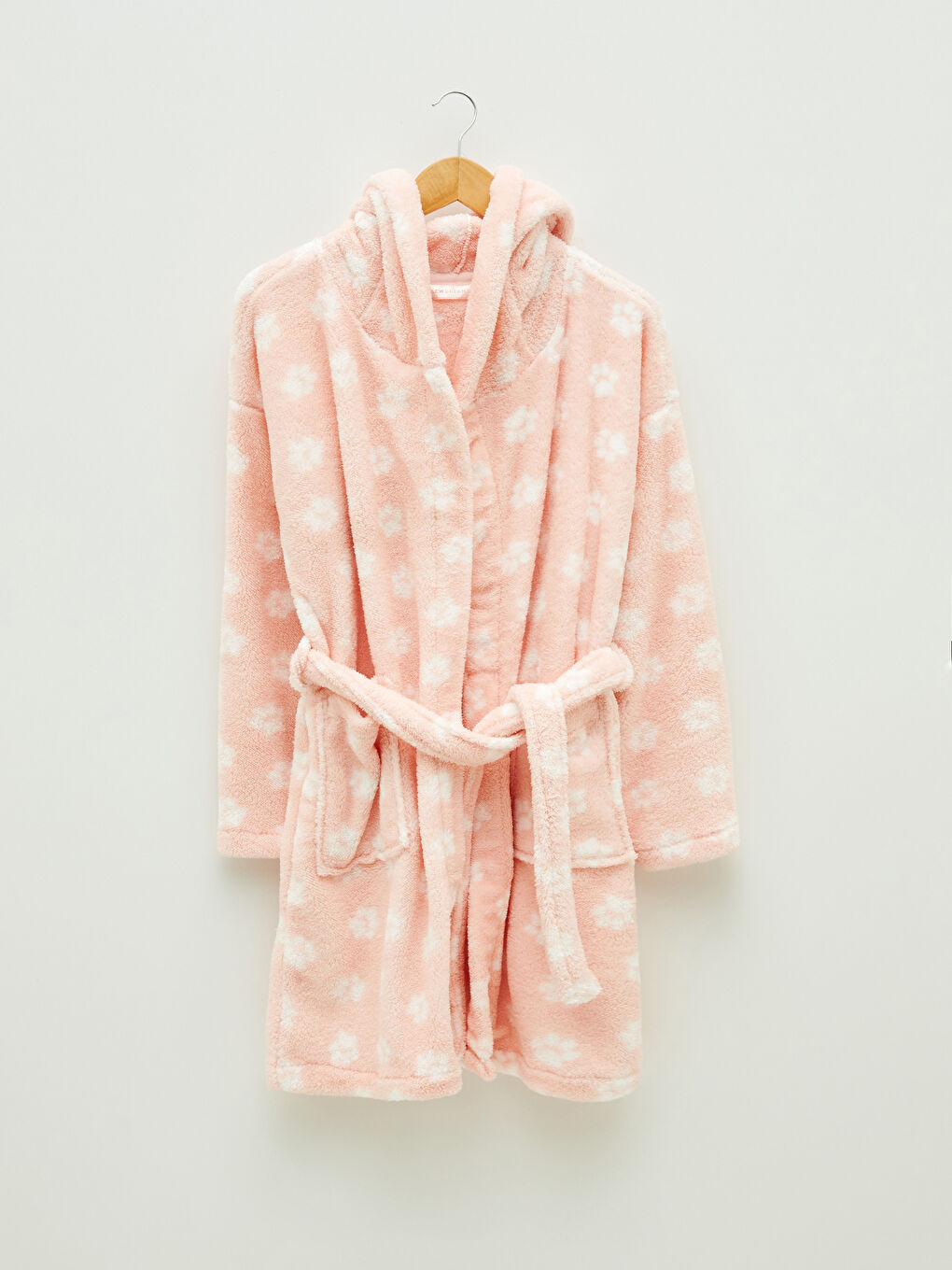 Hooded Collar Printed Long Sleeve Plush Women's Dressing Gown-5