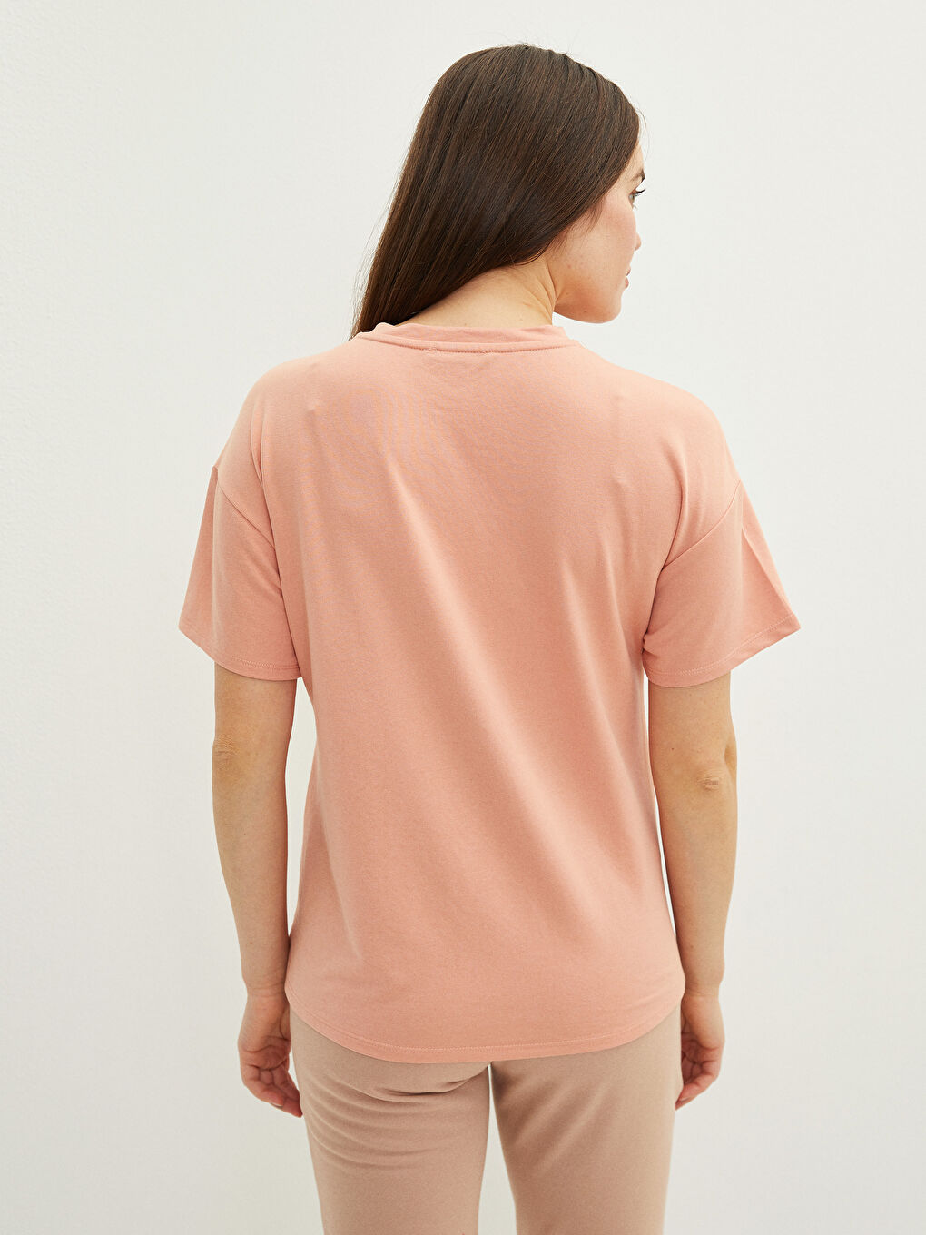 Crew Neck Plain Short Sleeve Maternity T-Shirt-8