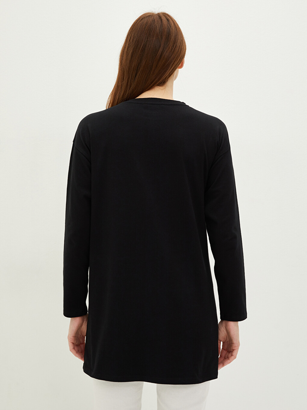 Crew Neck Straight Long Sleeve A-Line Maternity Tunic-4