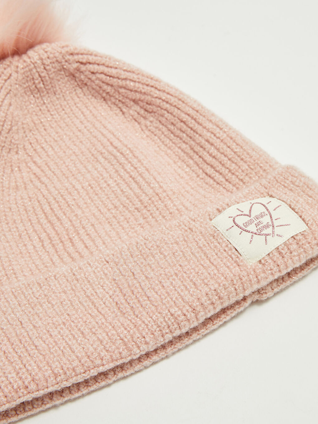 Қыздарға арналған помпонды жарқыраған трикотаж шарф пен бини-1