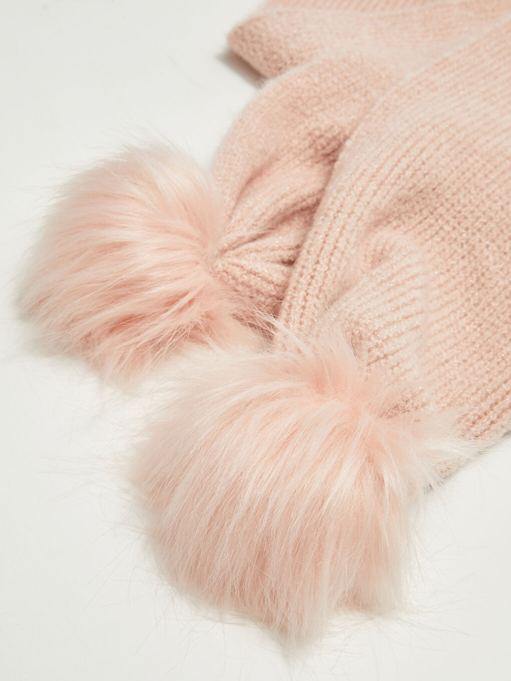 Қыздарға арналған помпонды жарқыраған трикотаж шарф пен бини-2