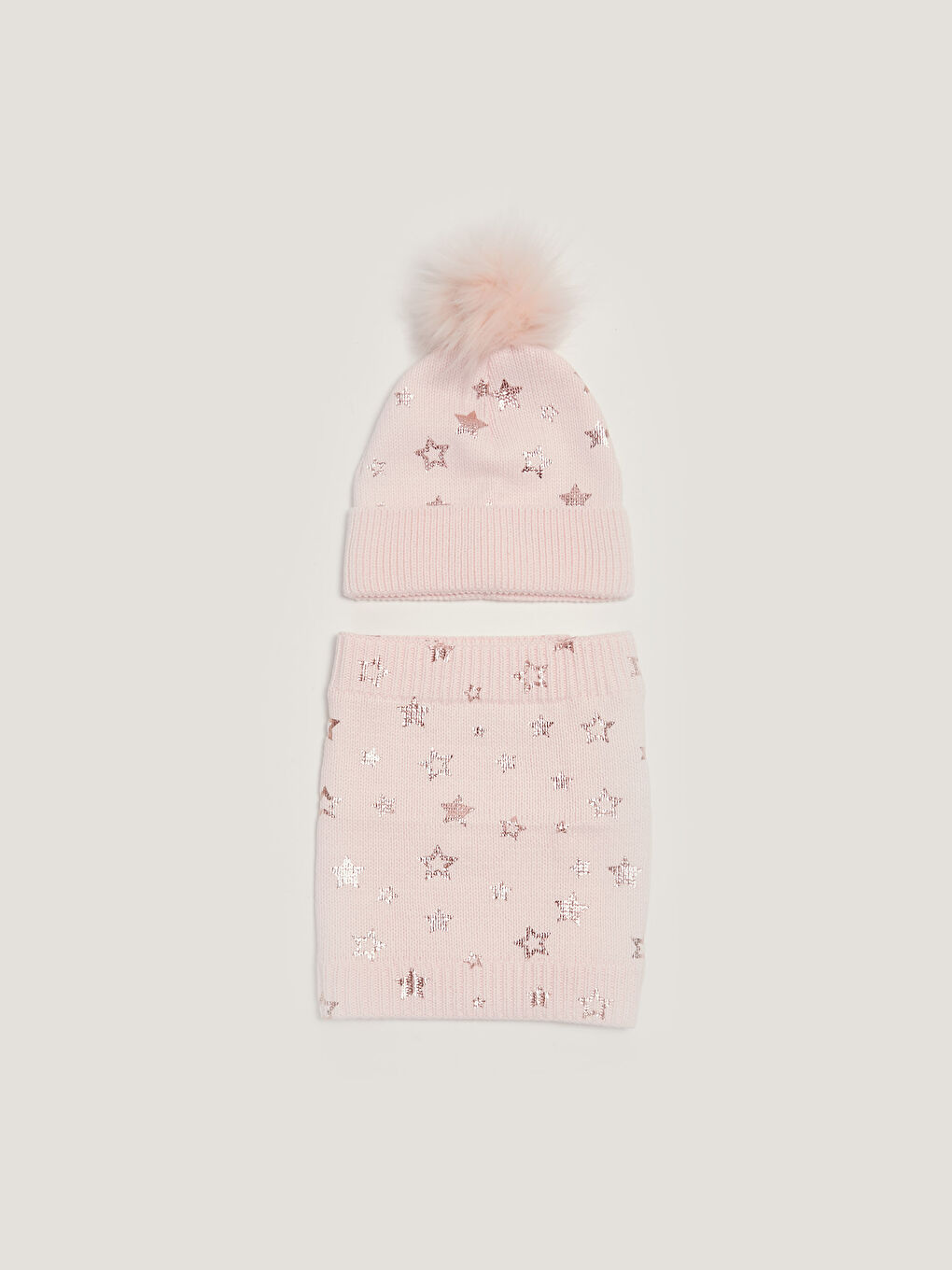 طاقية وسكارف مطبوع بنجوم لامعة للبنات