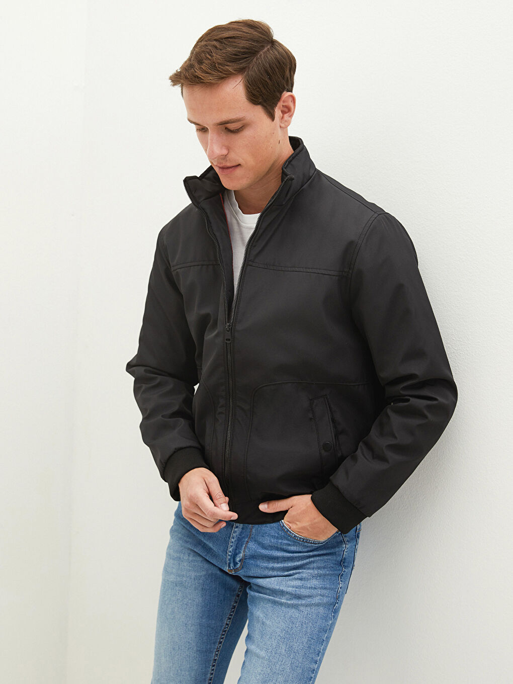 LC Waikiki Comfortable Fit Stand-Up Collar Men's Bomber Jacket -W14474Z8-CVL