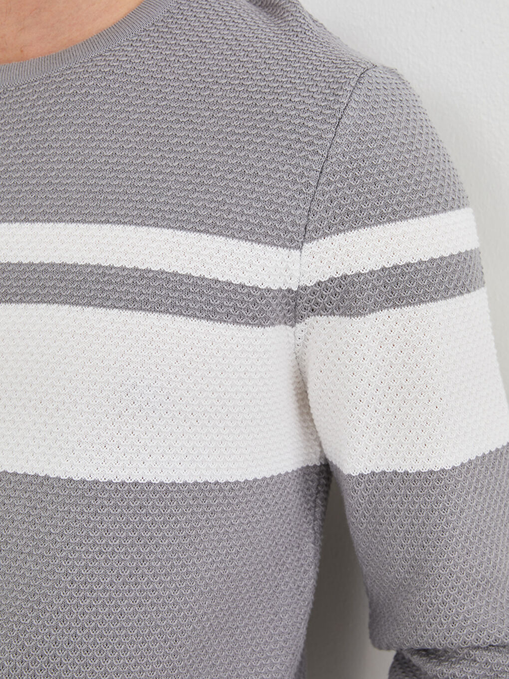 Rundhalsausschnitt Langarm Farbblock Herren Strickpullover-3