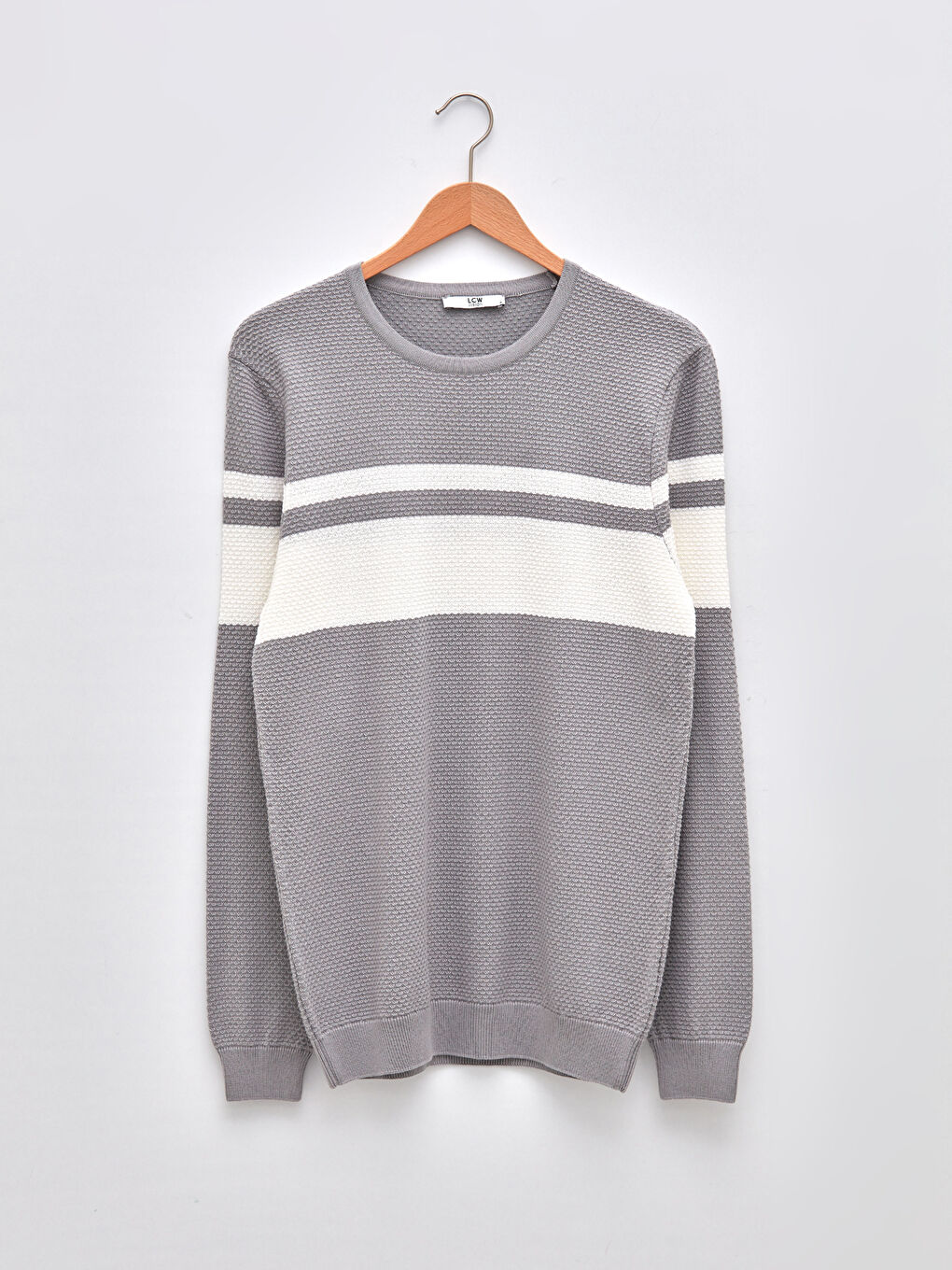 Rundhalsausschnitt Langarm Farbblock Herren Strickpullover-5