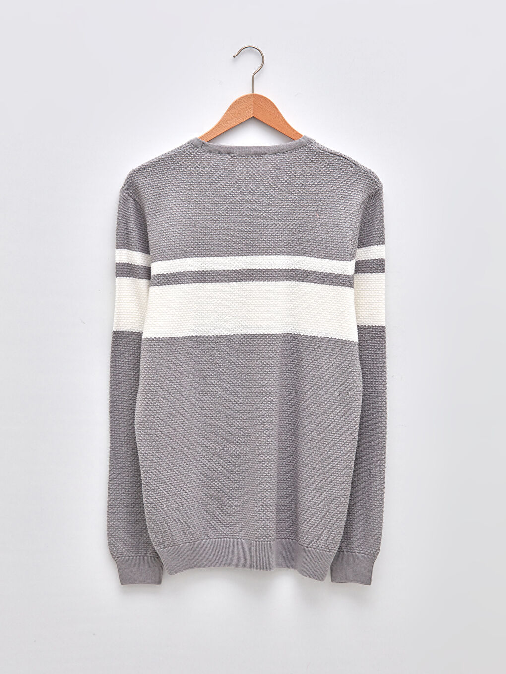 Rundhalsausschnitt Langarm Farbblock Herren Strickpullover-6