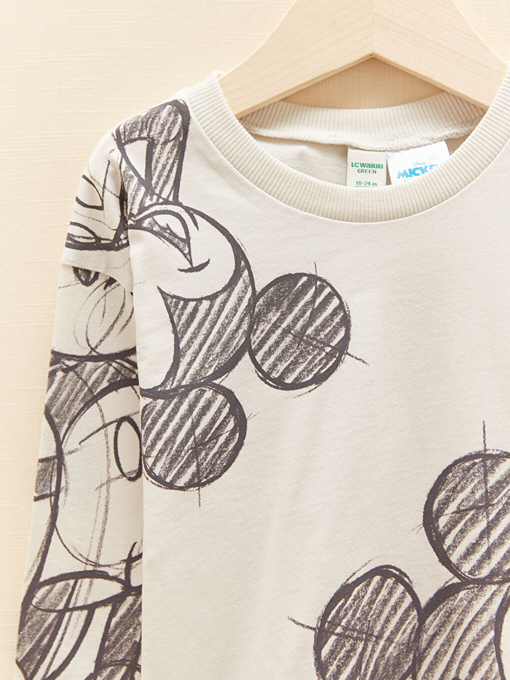 Crew Neck Long Sleeve Mickey Mouse Printed Baby Boy T-Shirt and Pants, Pack of 2-2