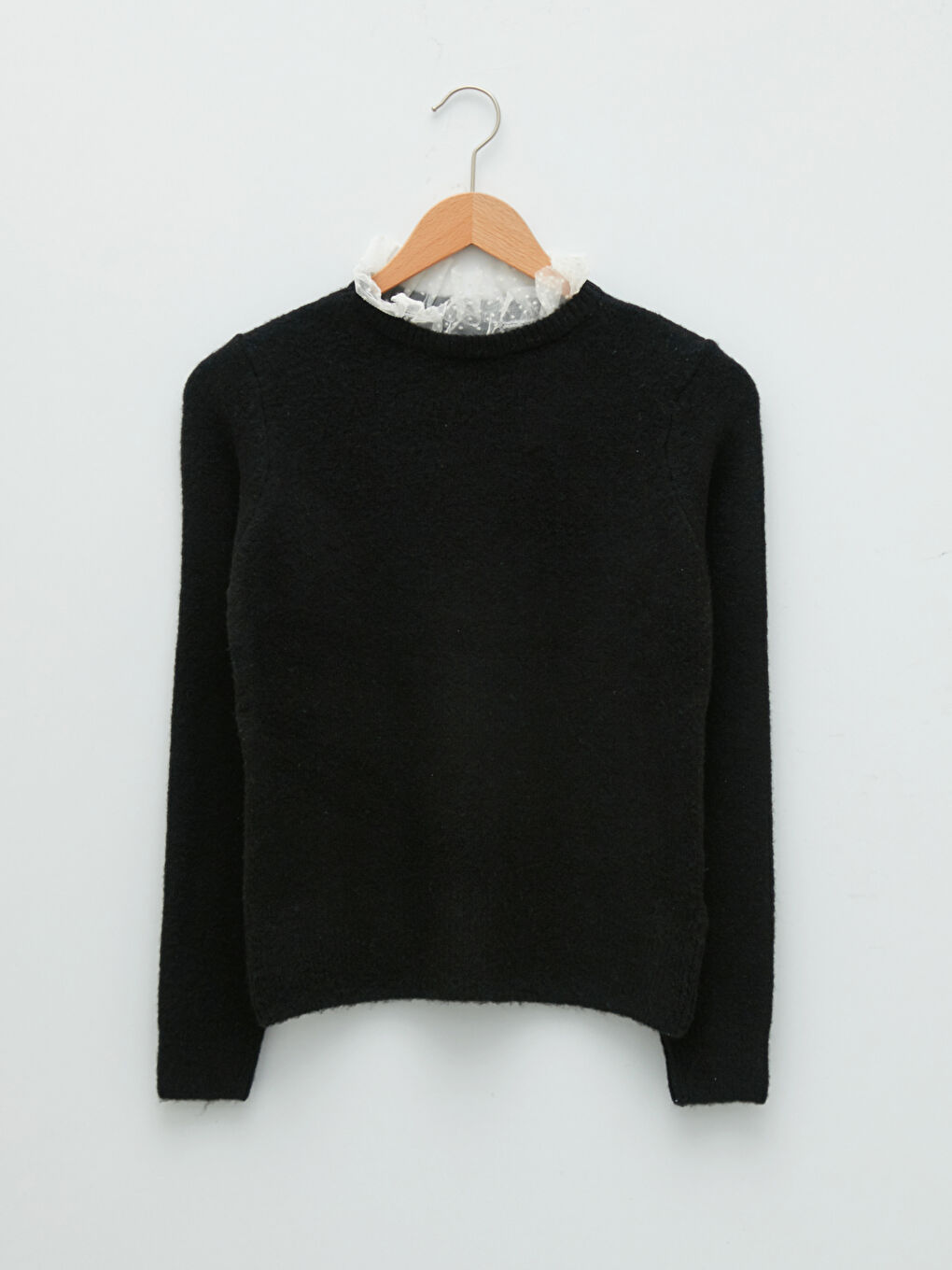 LCW Vision Crew Neck Tulle Detailed Long Sleeve Women's Knitwear Sweater