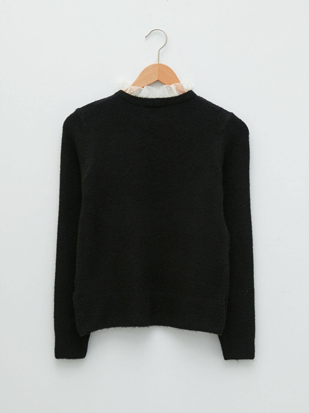 LCW Vision Crew Neck Tulle Detailed Long Sleeve Women's Knitwear Sweater