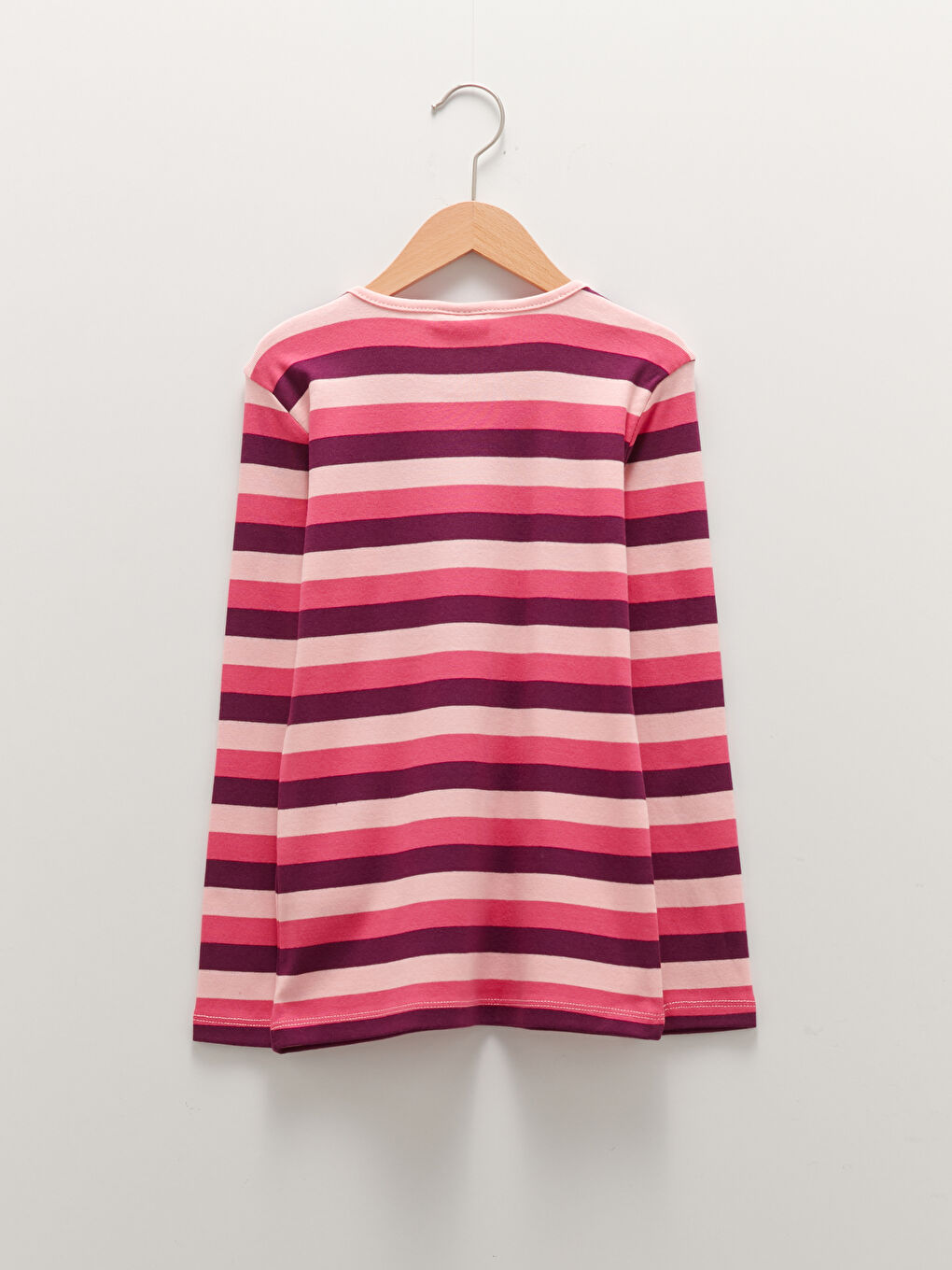 Crew Neck Striped Long Sleeve Cotton Girl T-shirt-1