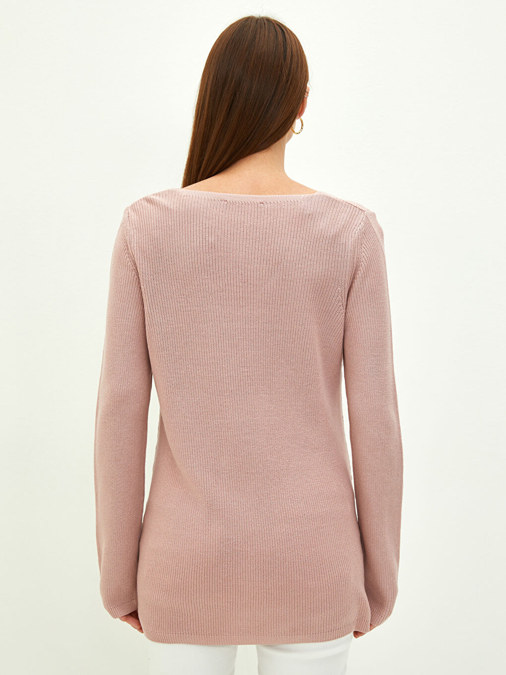 Свитер из трикотажа для беременных с V-образным вырезом, однотонный, с длинным рукавом-4