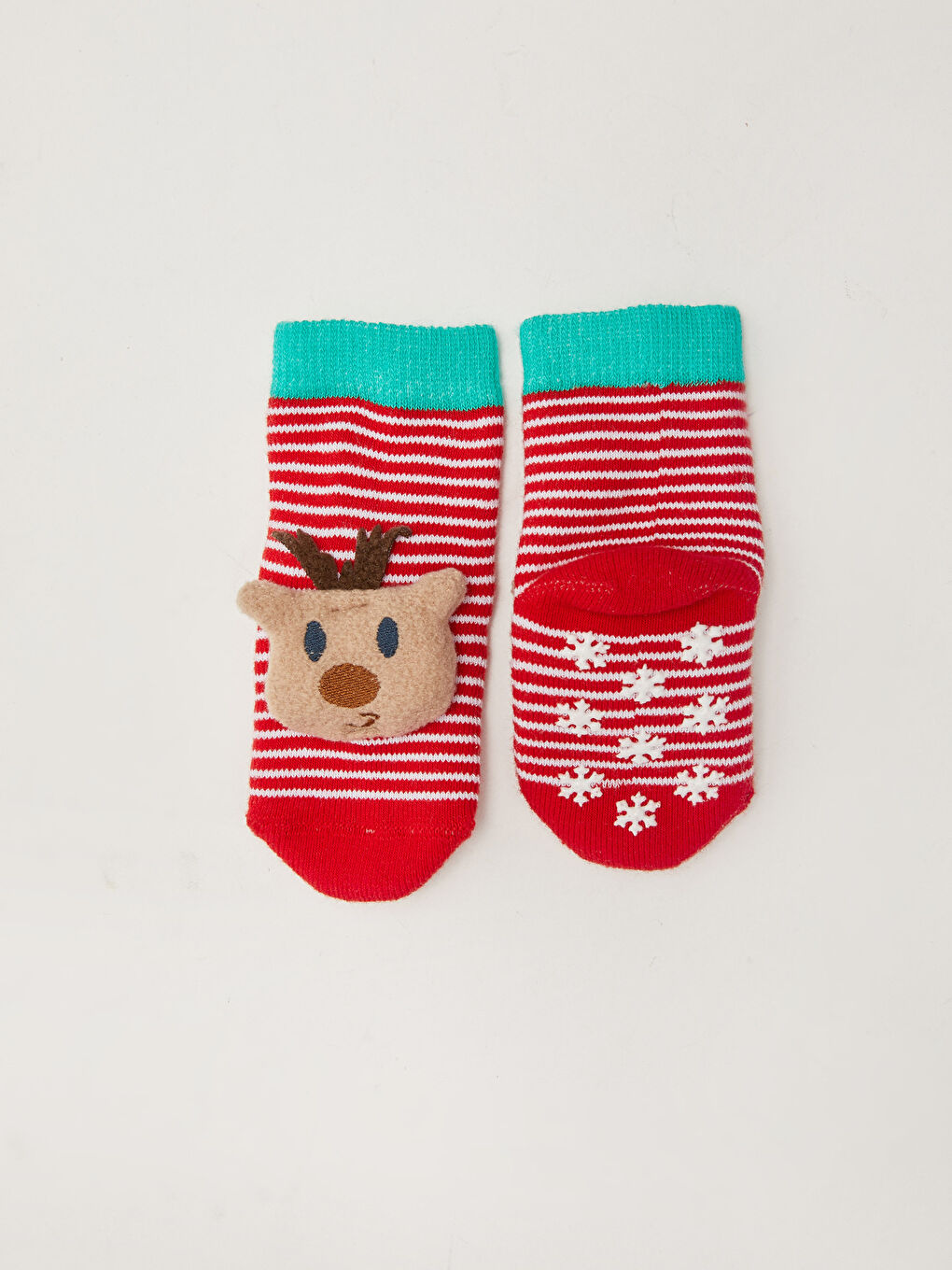 Kırmızı Çizgili Erkek Bebek Ev Çorabı-1