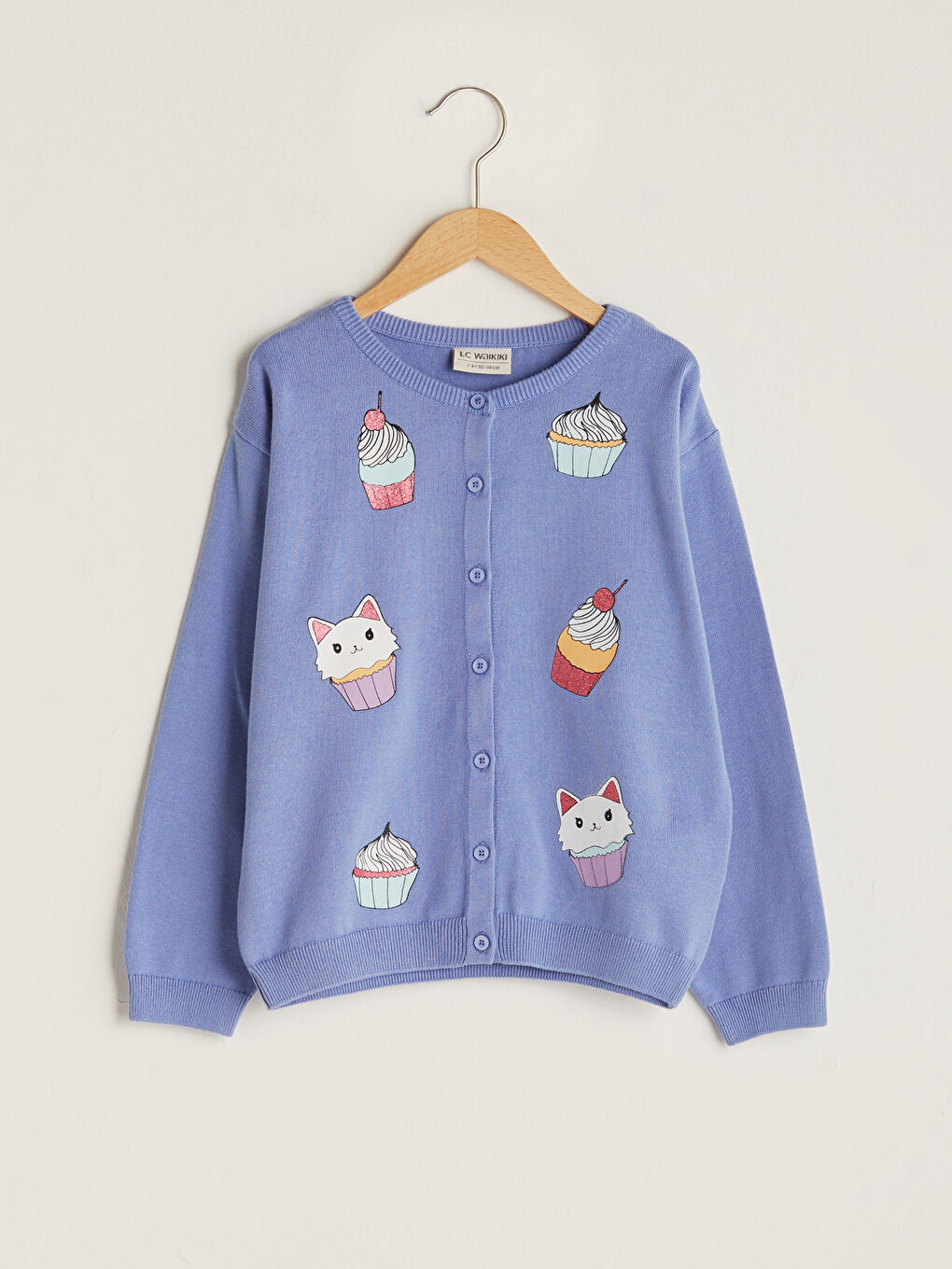 Crew Neck Patterned Long Sleeve Girls' Knitwear Cardigan