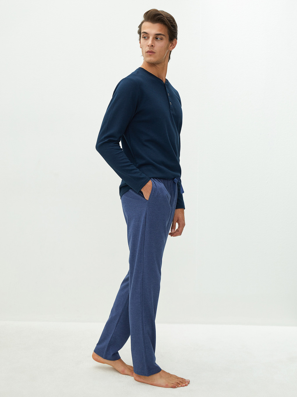 Mavi Standart Kalıp Erkek Pijama Alt-2