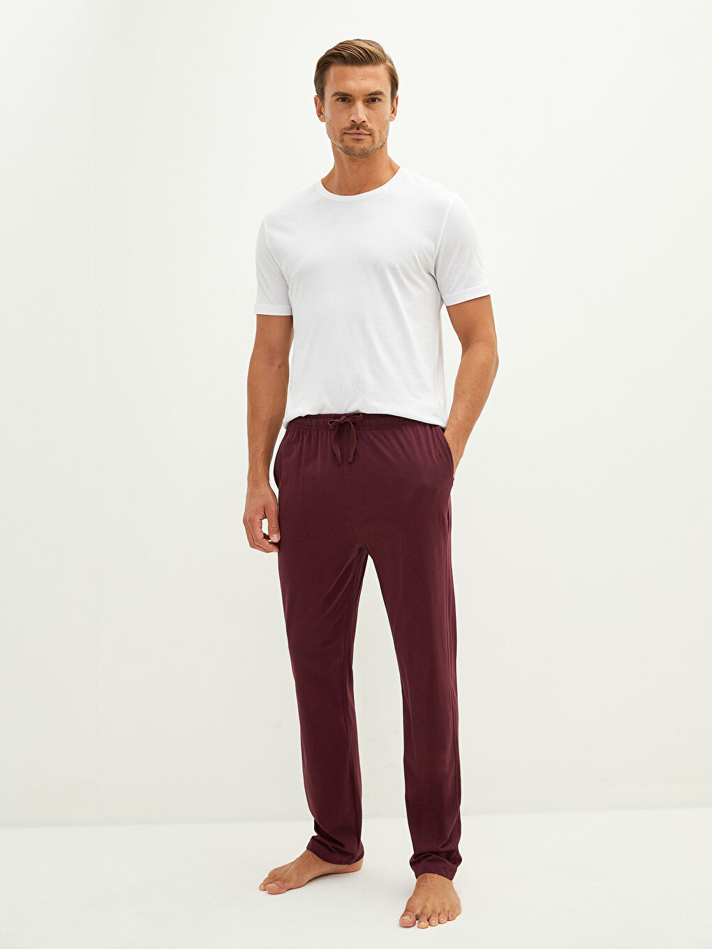 Bordo Standart Kalıp Erkek Pijama Alt-1
