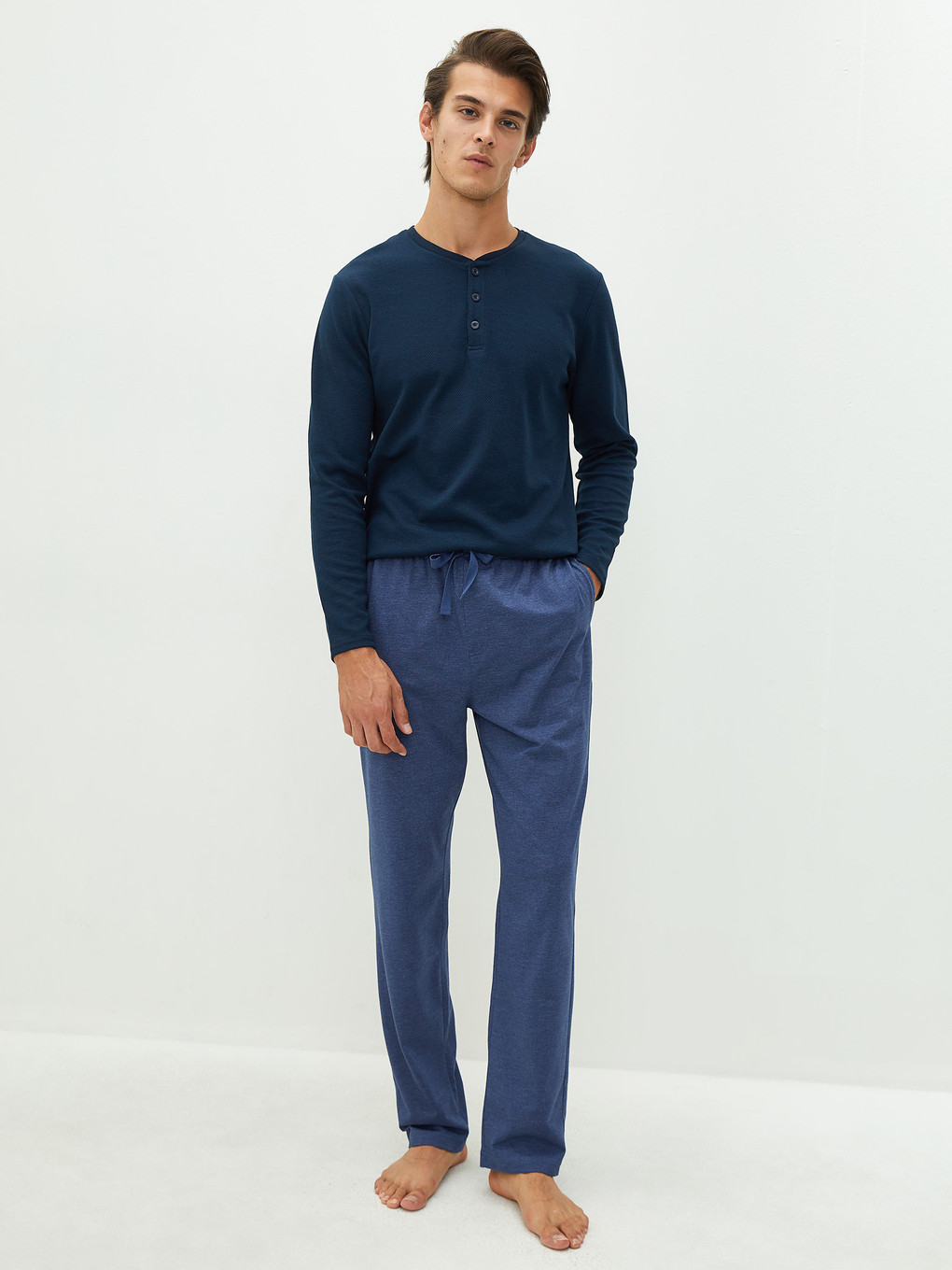 Mavi Standart Kalıp Erkek Pijama Alt-1