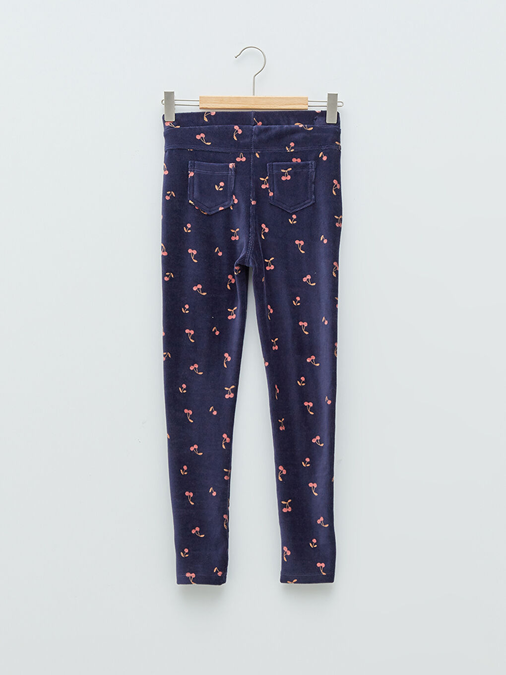 طماق بناتي طويل قطيفة منقوش بخصر مطاطي-1