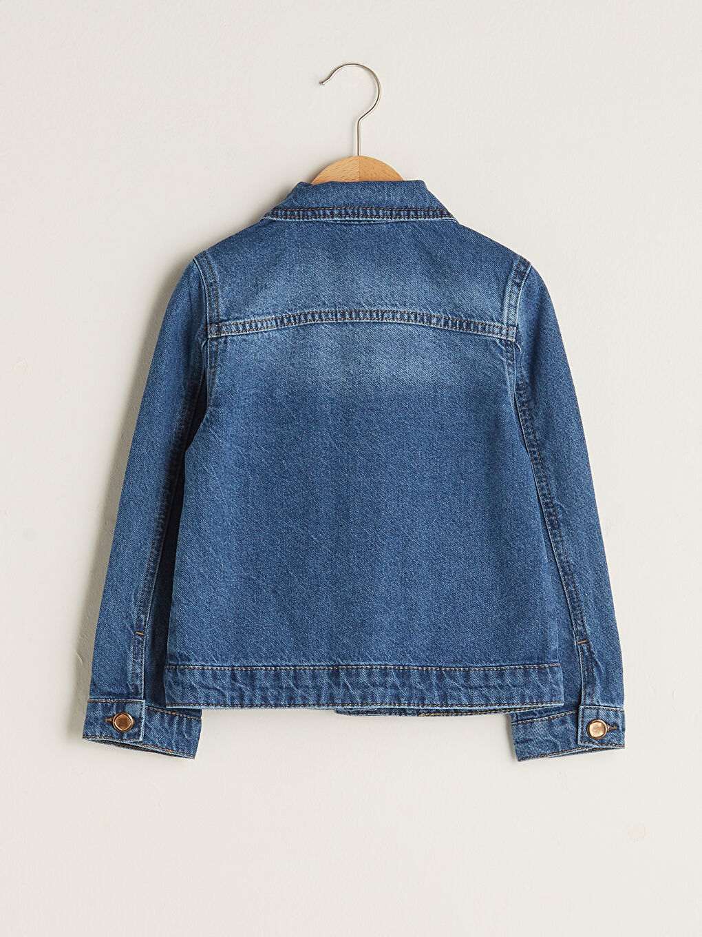 İndigo Gömlek Yaka Uzun Kollu Kız Çocuk Jean Ceket-1