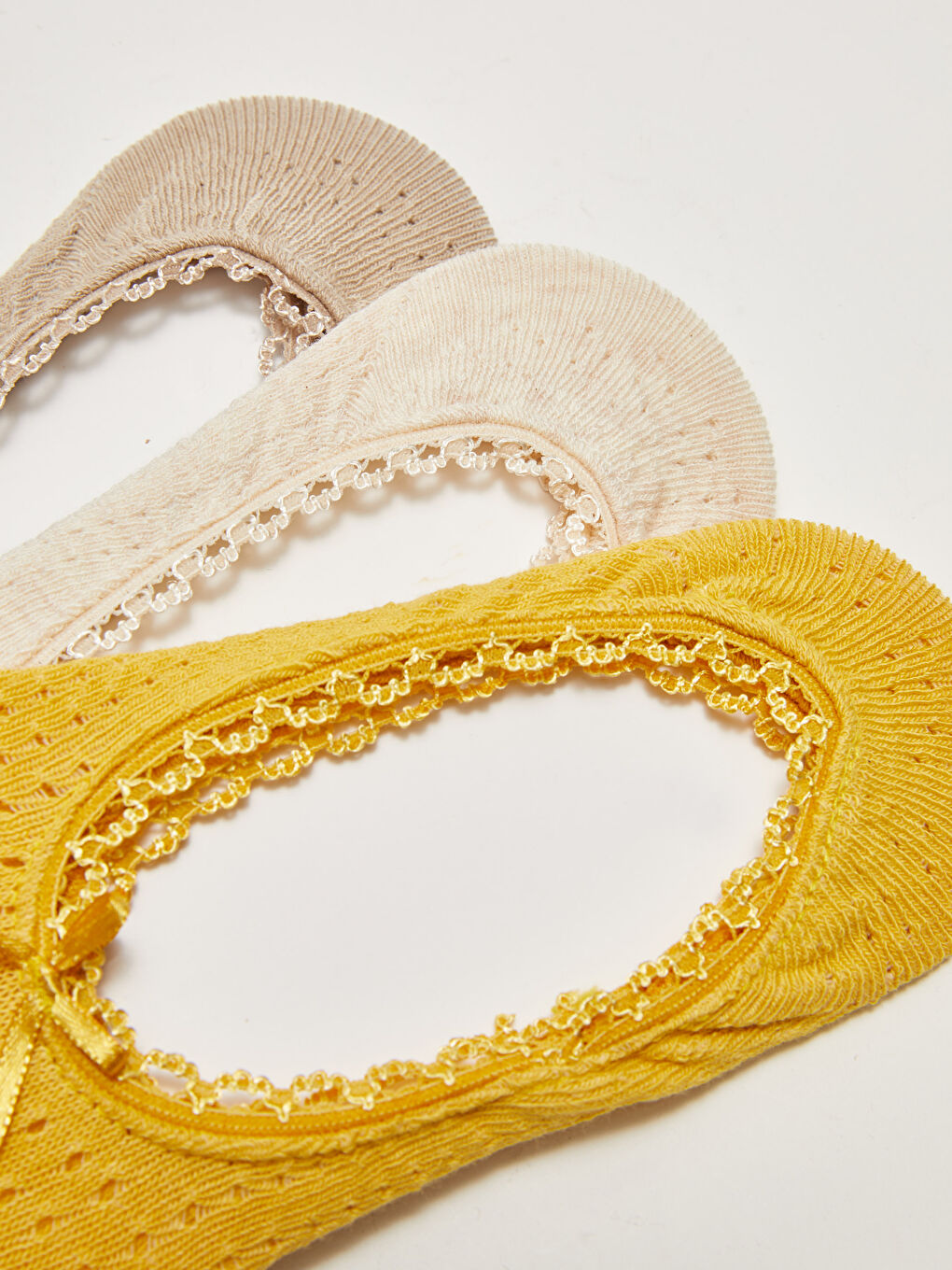 Fiyonk ve Nakış Detaylı Pamuklu Kadın Babet Çorap 3'lü Paket-2