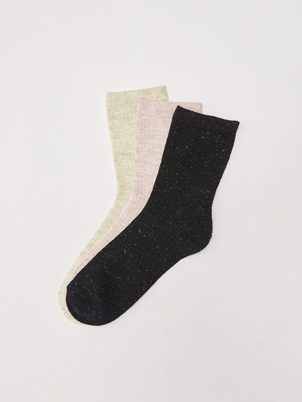 LCW DREAM Silver Detailed Women's Socket Socks 3-Pack -W14689Z8-FUK