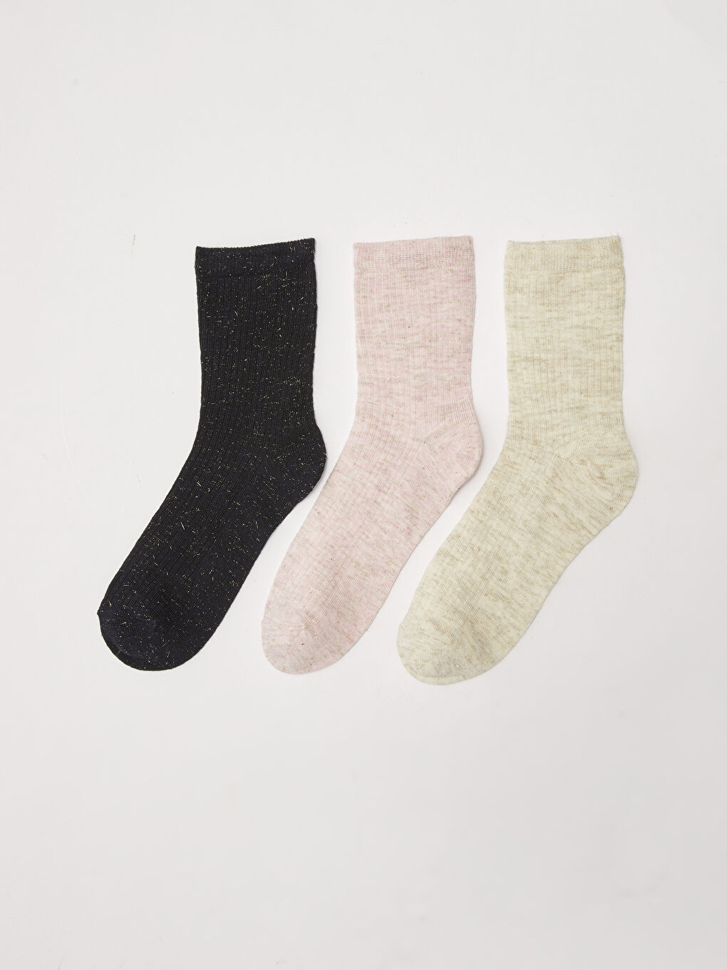 LCW DREAM Silver Detailed Women's Socket Socks 3-Pack -W14689Z8-FUK