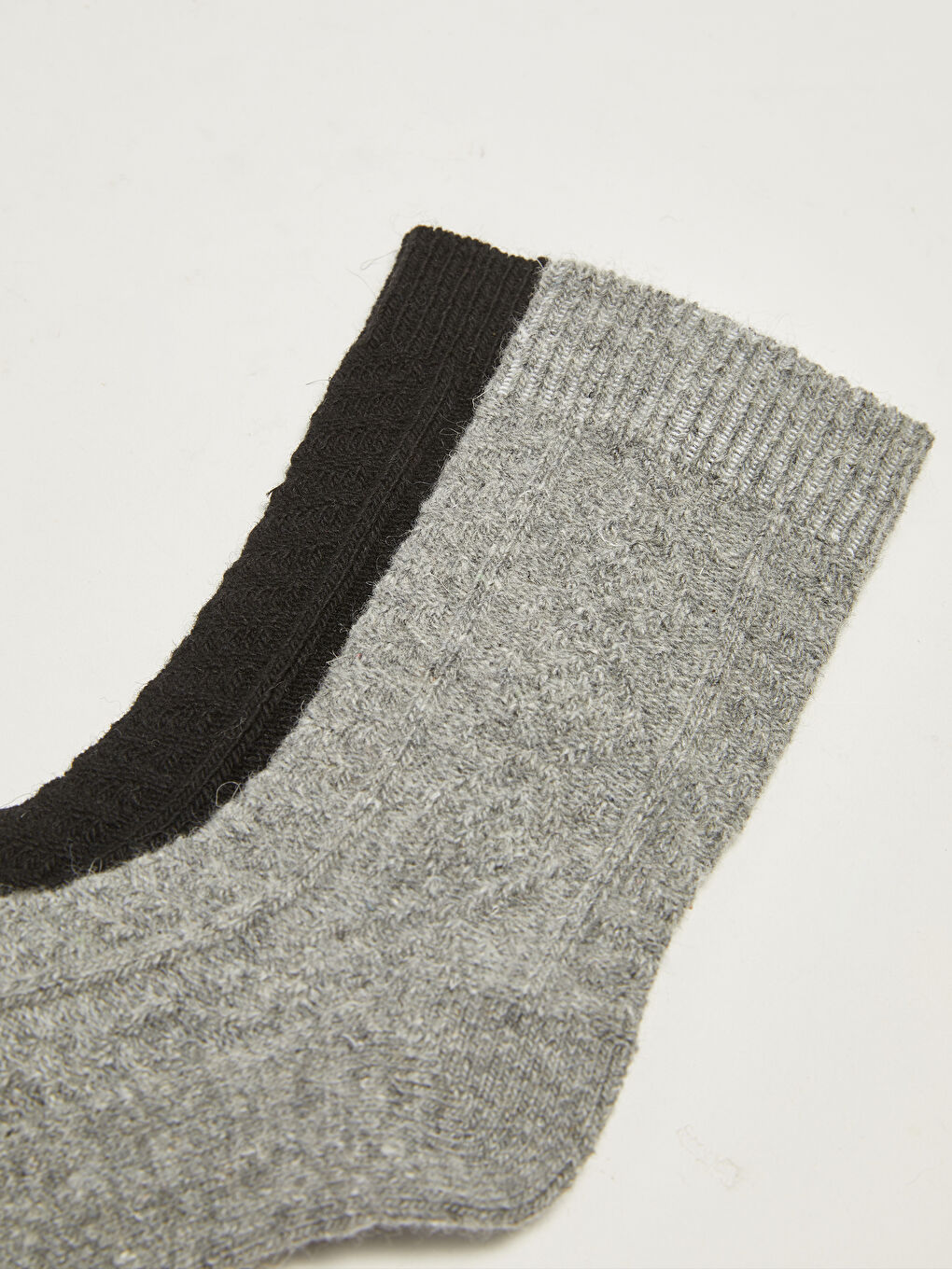 Gri Kendinden Desenli Kadın Soket Çorap 2'li-2