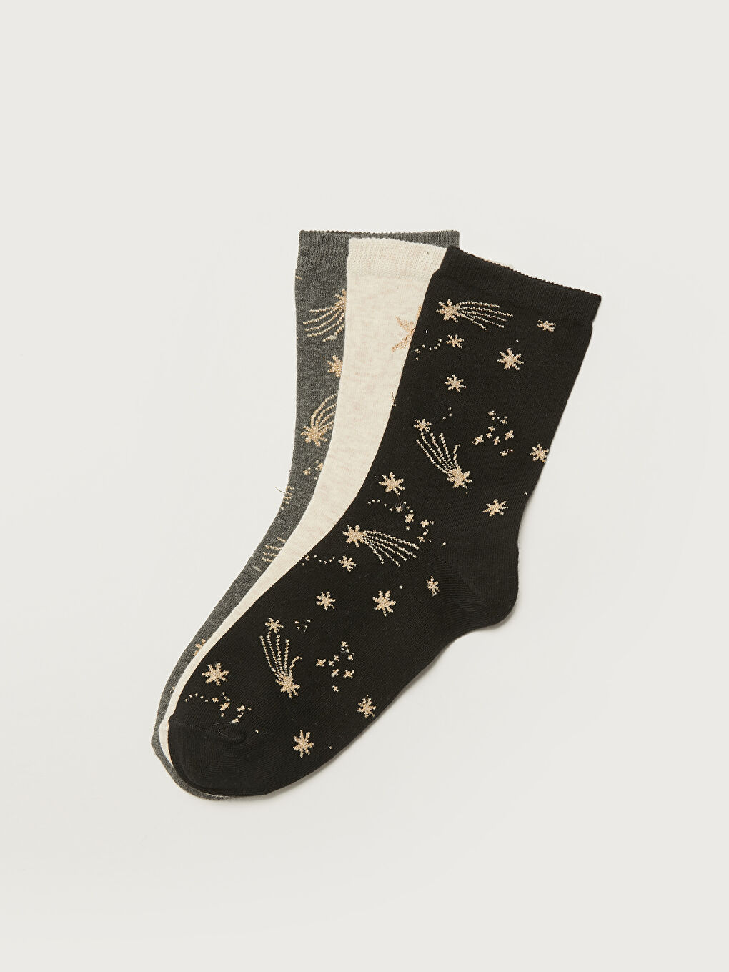 LCW DREAM Patterned Cotton Women's Crew Socks 3-Pack -W14700Z8-CVL