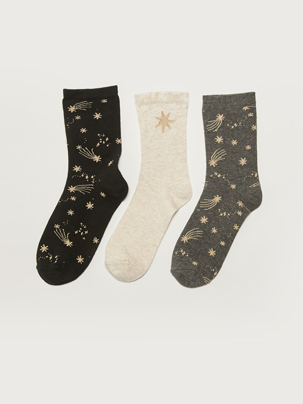 LCW DREAM Patterned Cotton Women's Crew Socks 3-Pack -W14700Z8-CVL
