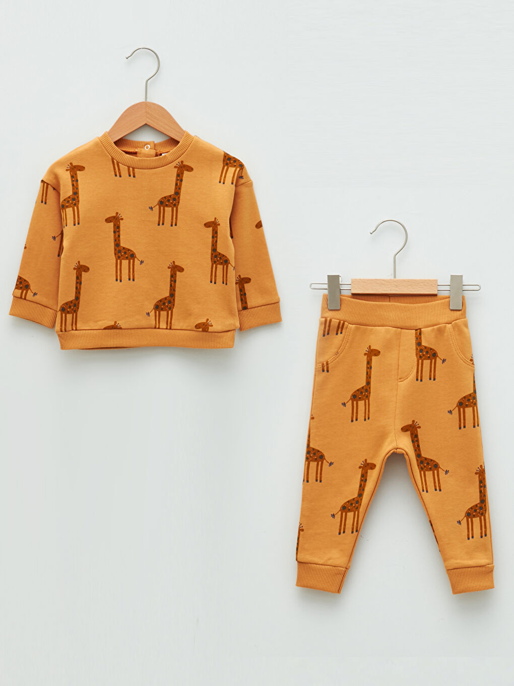 Crew Neck Long Sleeve Printed Cotton Baby Boy Sweatshirt and Jogger Pants 2-pack