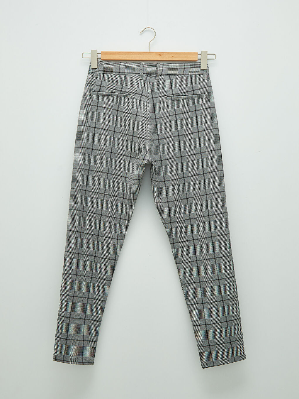 Beyaz Slim Fit Ekose Erkek Pantolon-6