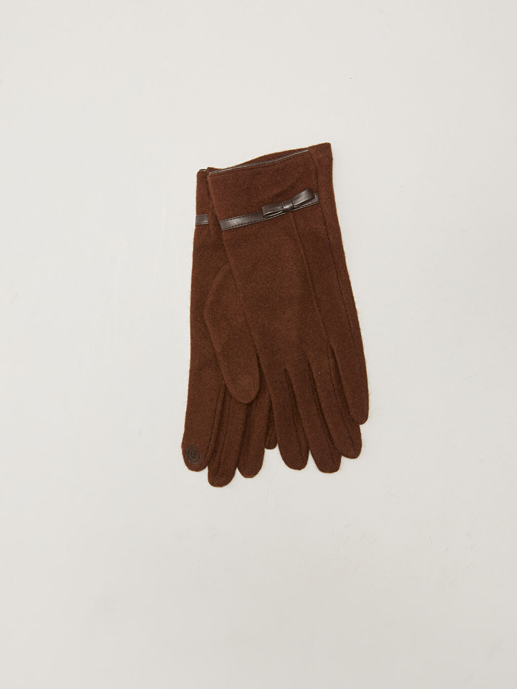 Kahverengi Fiyonk Detaylı Kadın Triko Eldiven-2