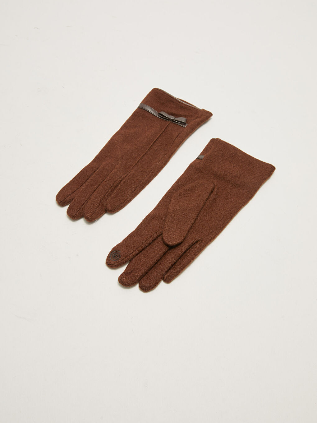 Kahverengi Fiyonk Detaylı Kadın Triko Eldiven-3