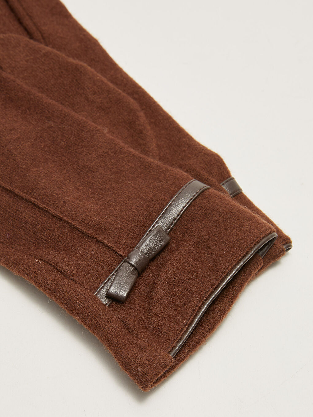 Kahverengi Fiyonk Detaylı Kadın Triko Eldiven-5