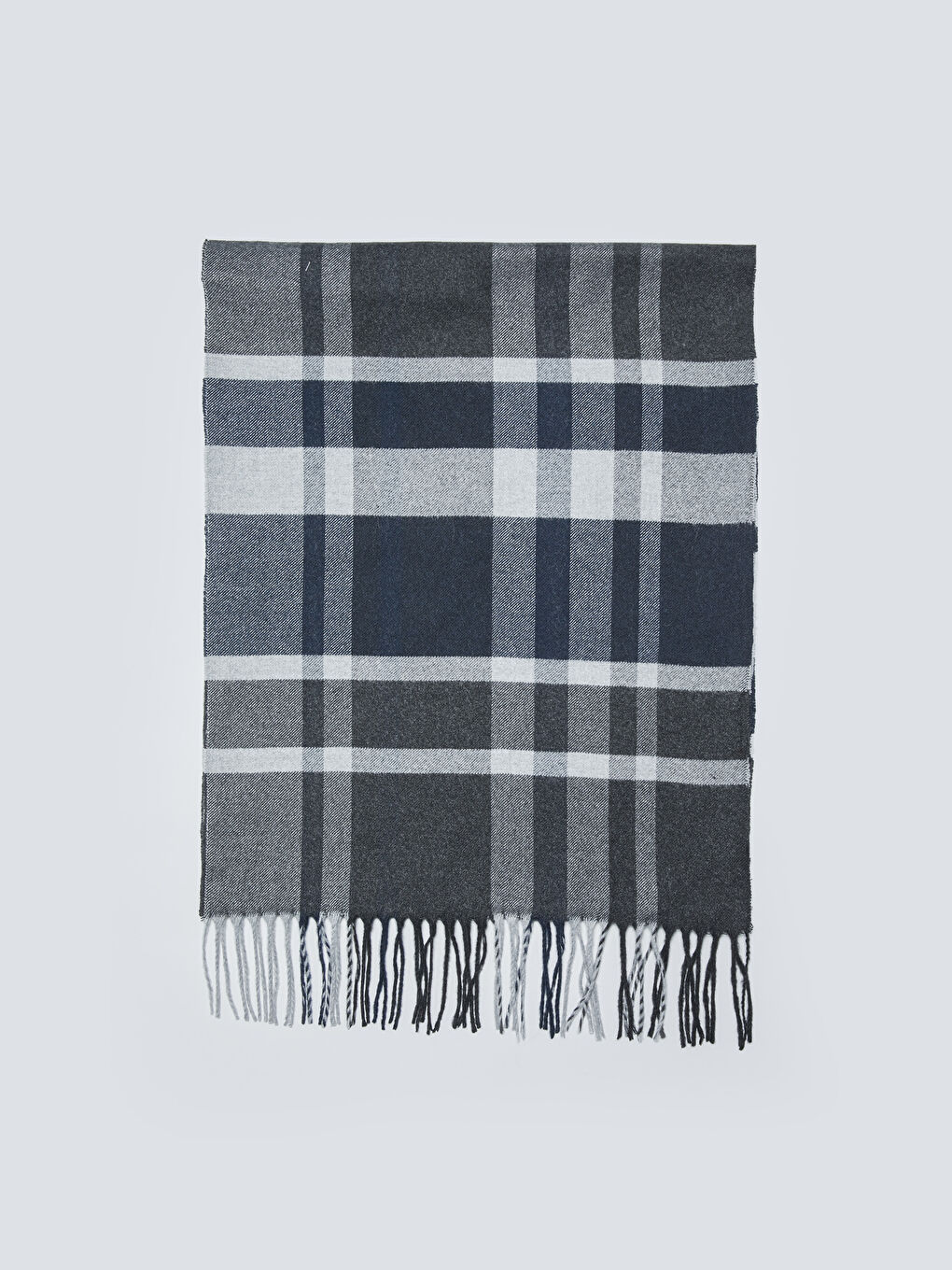 Antrasit Püskül Detaylı Ekose Erkek Atkı-2