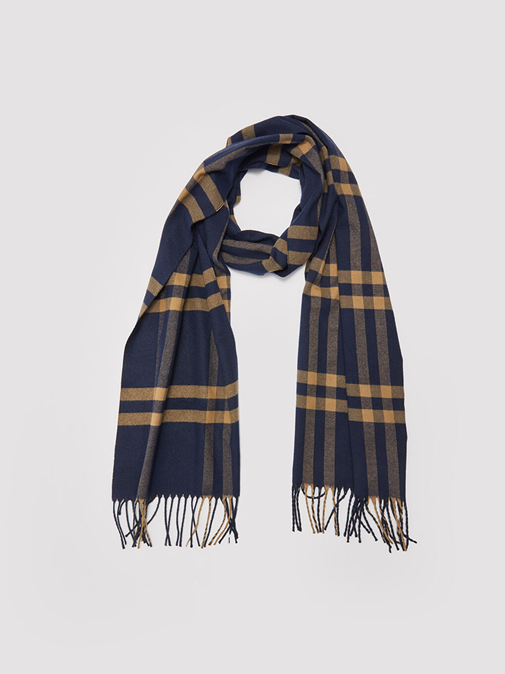 Textured Fabric Tasseled Plaid Men's Scarf-1