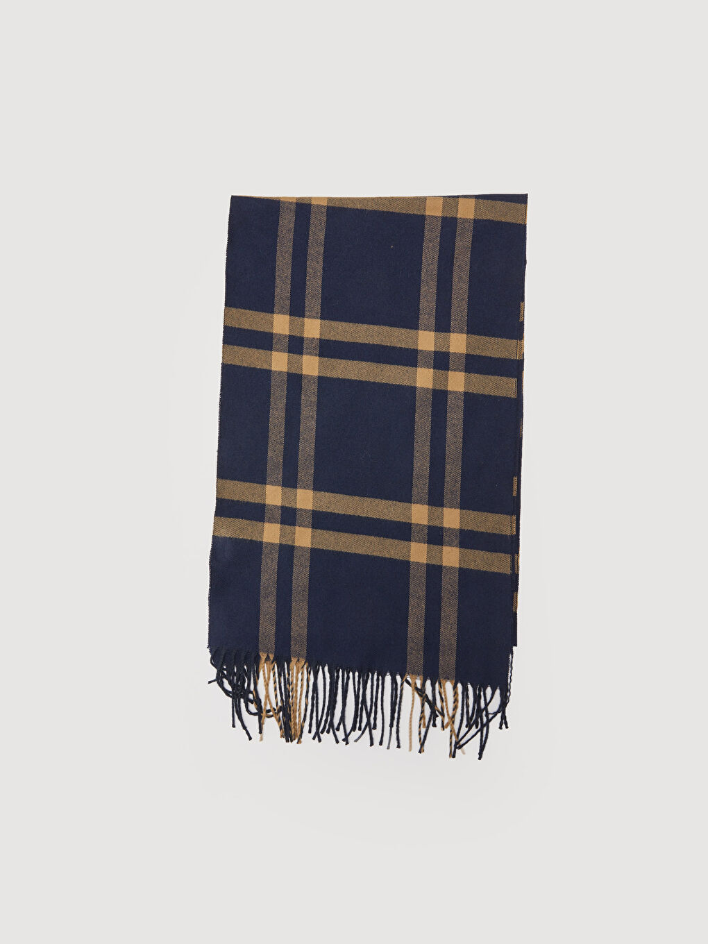 Textured Fabric Tasseled Plaid Men's Scarf-2