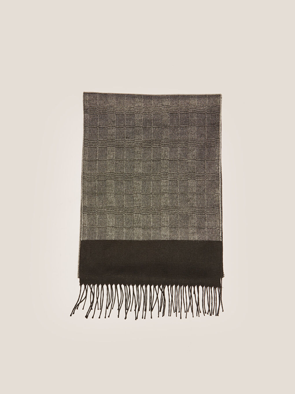 Tassel Detailed Crow's Foot Patterned Men's Scarf-4