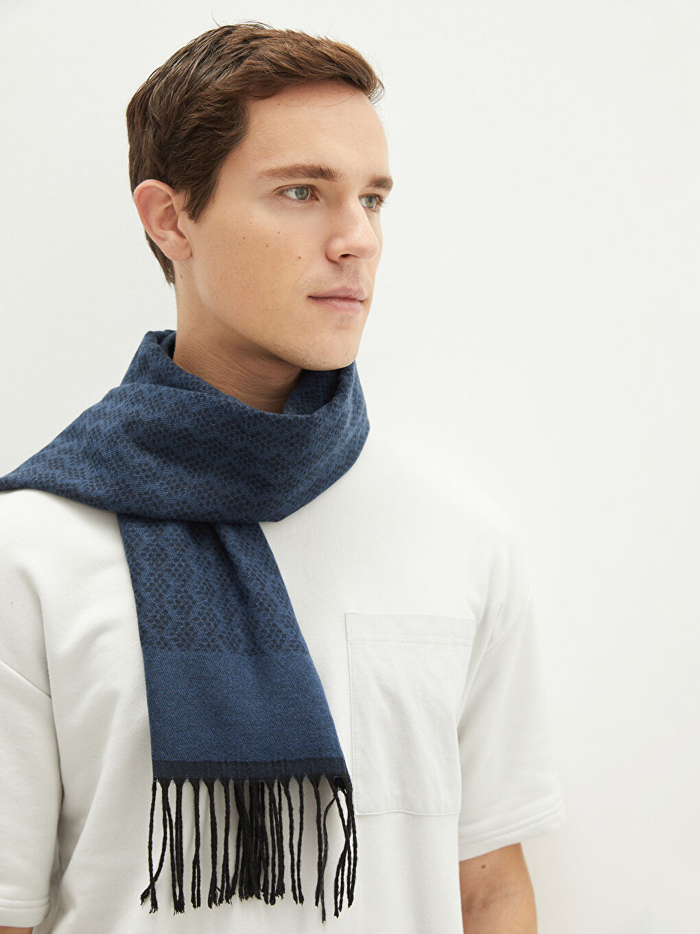 Tassel Detailed Patterned Men's Scarf