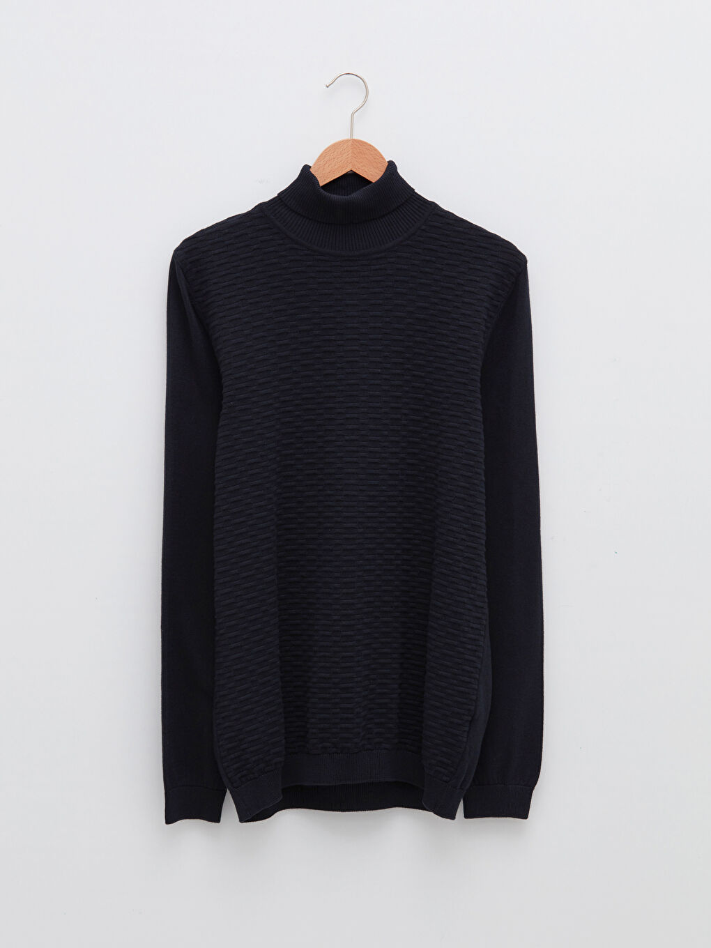 Lacivert Balıkçı Yaka Uzun Kollu İnce Triko Erkek Kazak-5