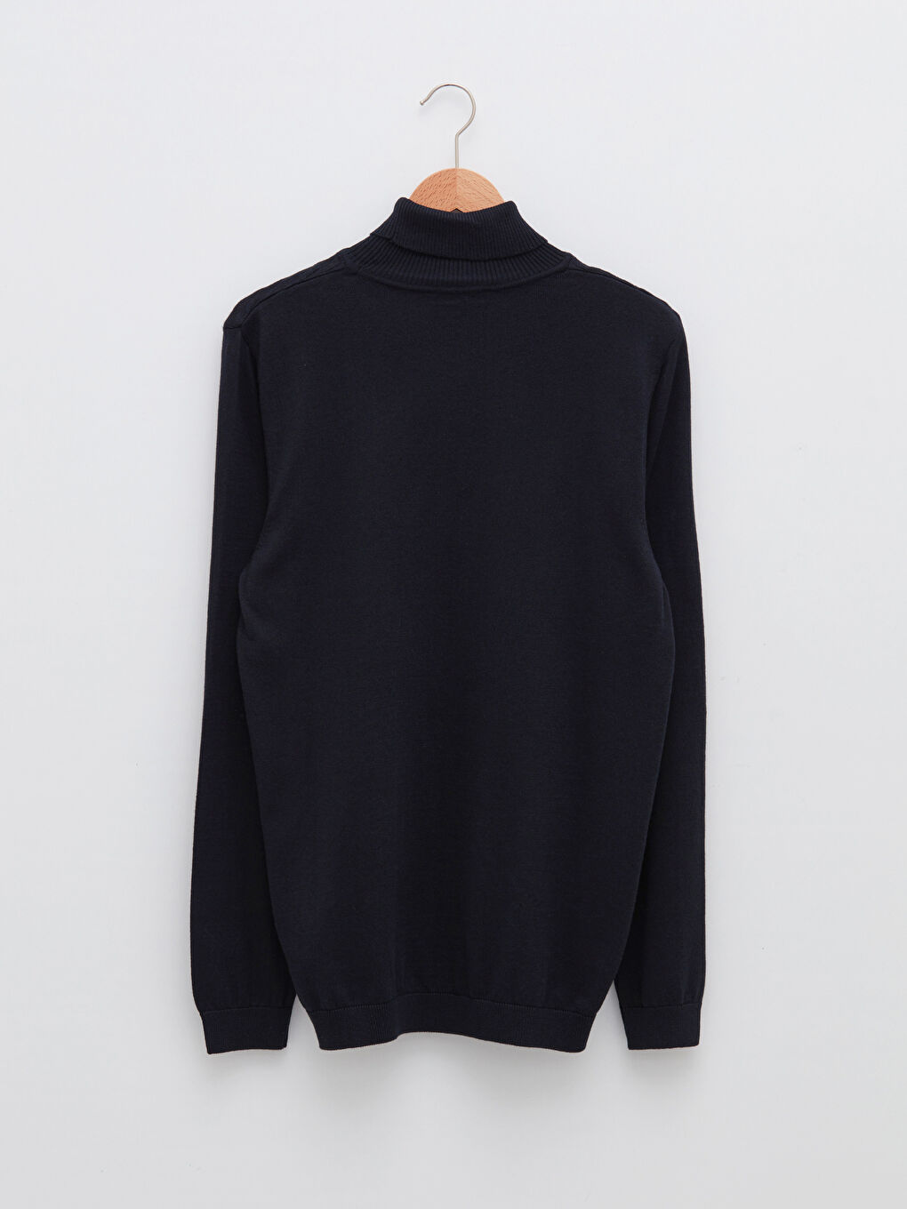 Lacivert Balıkçı Yaka Uzun Kollu İnce Triko Erkek Kazak-6