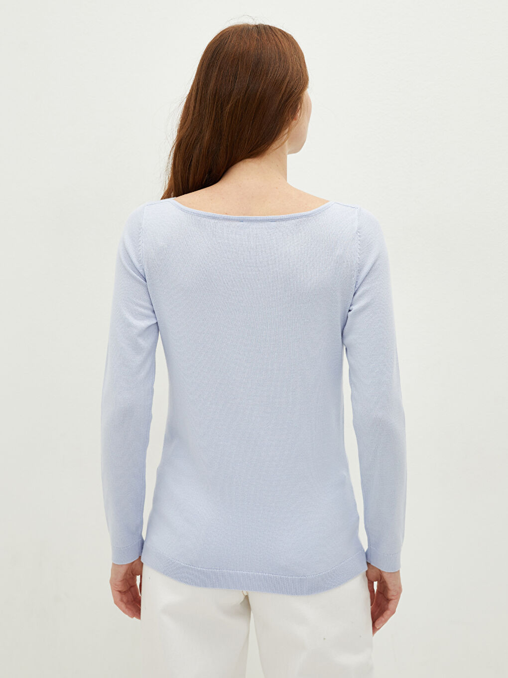 LCWAIKIKI Basic Slash Neck Plain Long Sleeve Women's Knitwear Sweater -W14947Z8-G2B