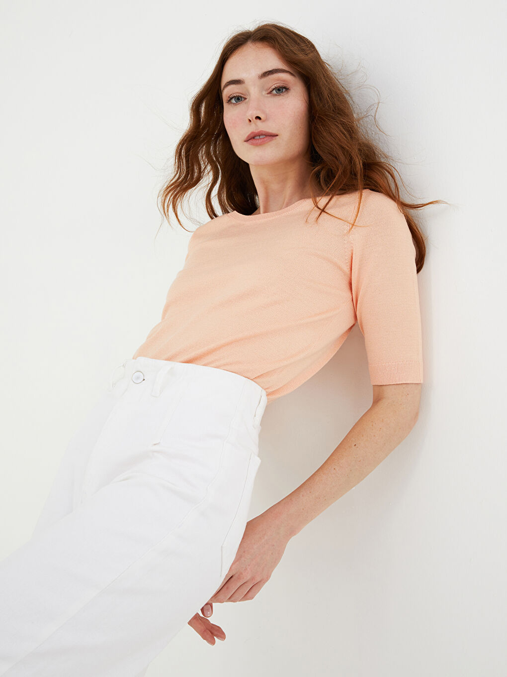 LCWAIKIKI Basic Crew Neck Plain Short Sleeve Women's Knitwear Sweater -W14949Z8-G0E