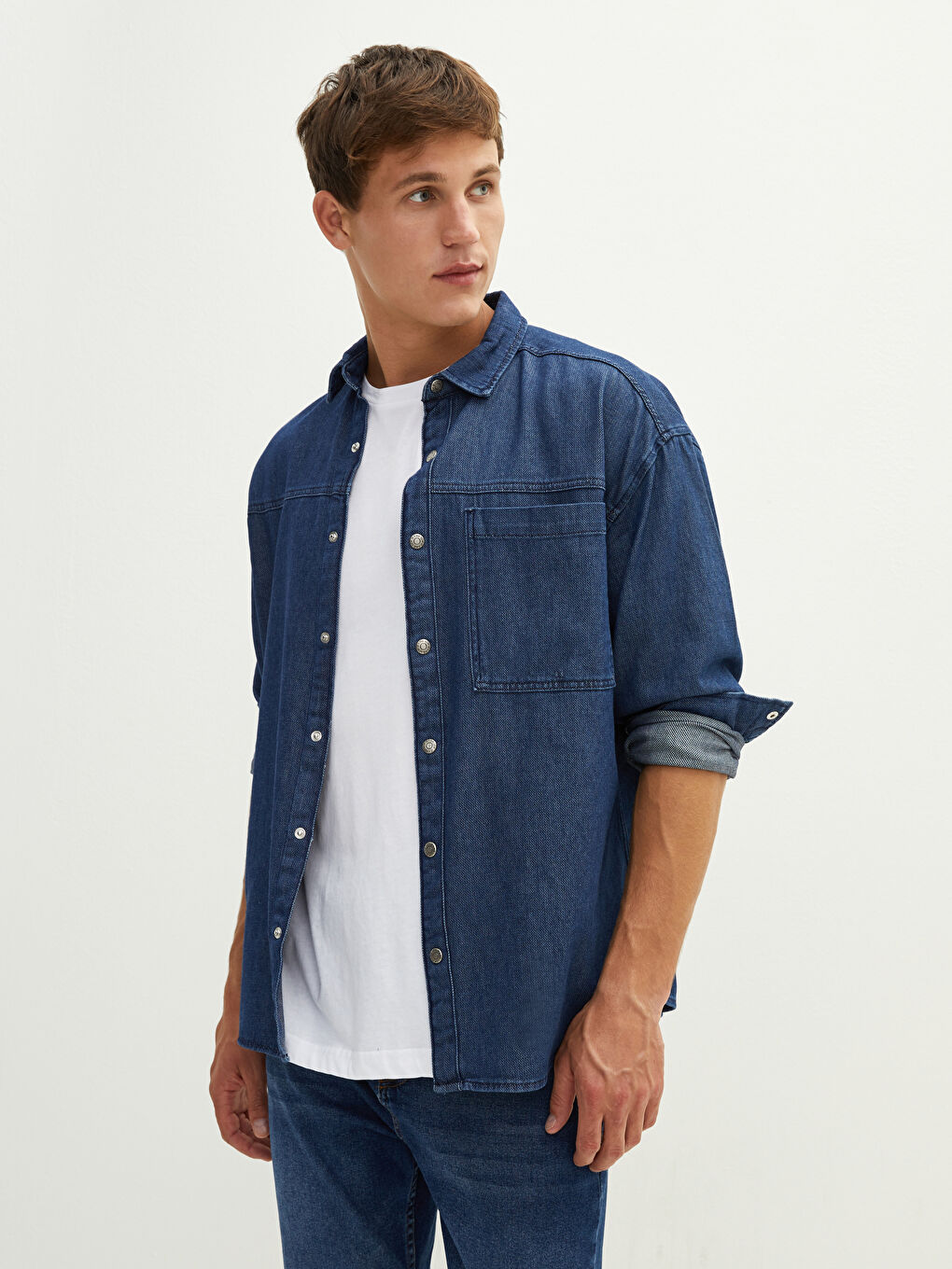 XSIDE Oversize Langarm Herren Jeanshemd -W14954Z8-309