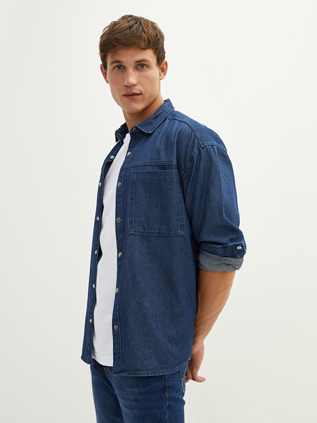 XSIDE Oversize Langarm Herren Jeanshemd -W14954Z8-309
